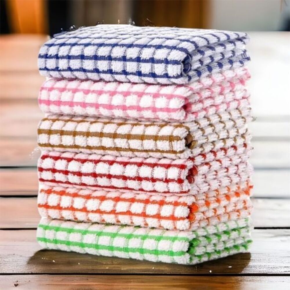 Kitchen Dish Towels, 16 Inch x 25 Inch Bulk Cotton Kitchen Towels, 6‎ Pack